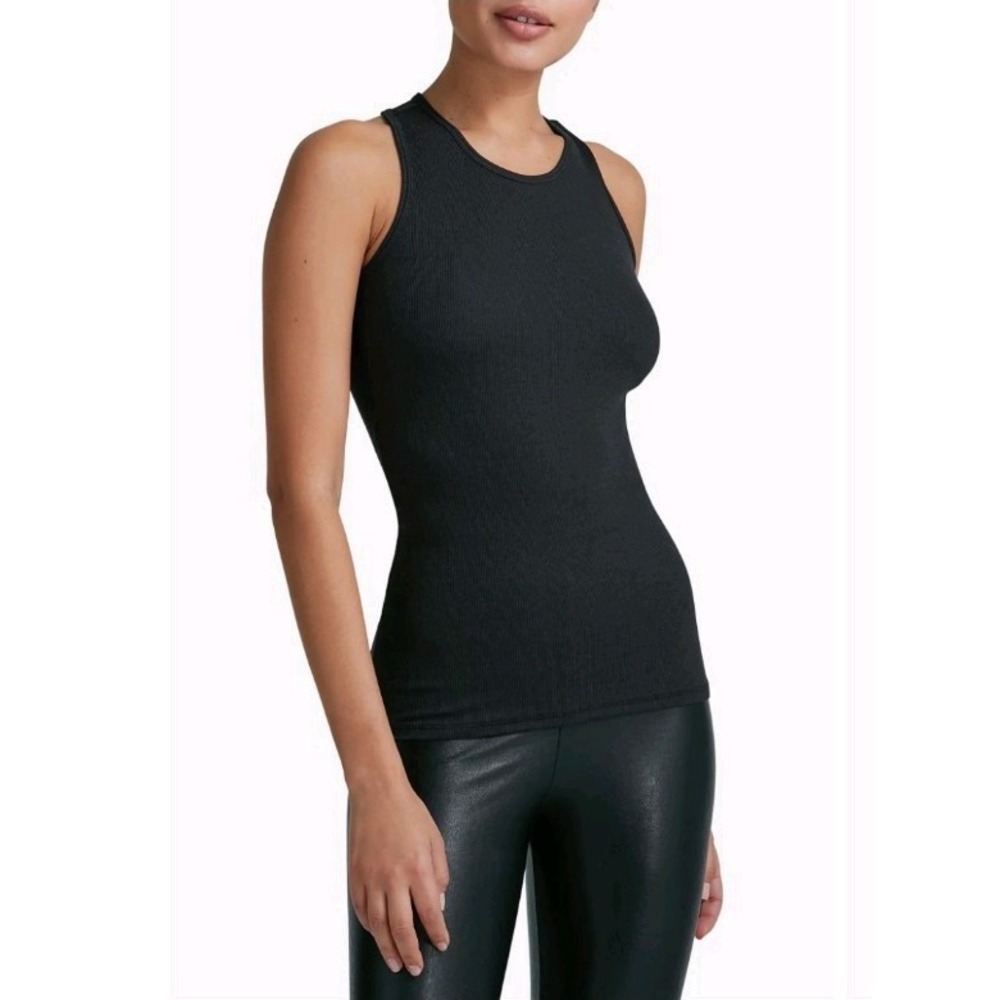 Commando Luxury Rib Knit Racerback Tank Top Womens Size Large Black